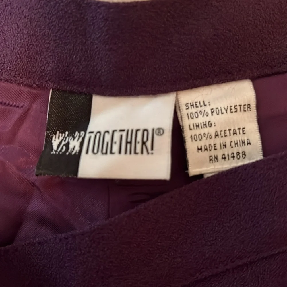 “TOGETHER” purple Berry Pant Suit. Jacket is a size 8, Gaberdine pants size 10 - Picture 4 of 12
